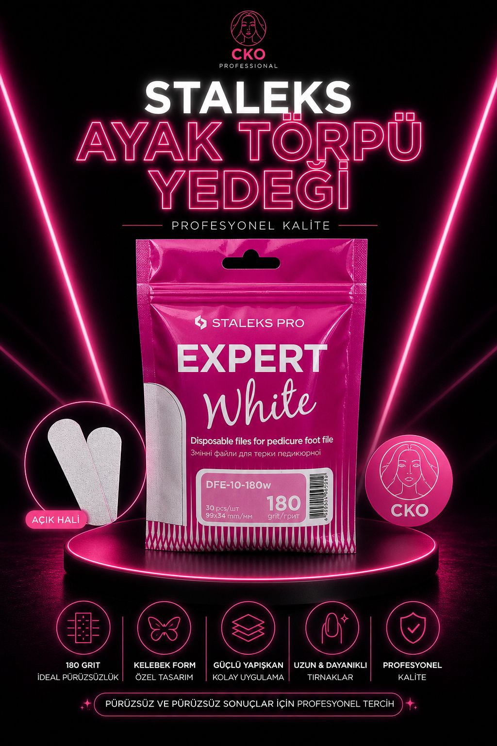 STALEKS EXPERT 10 Ayak törpüleri için yapışkan zımpara, 180 grit (30 adet)